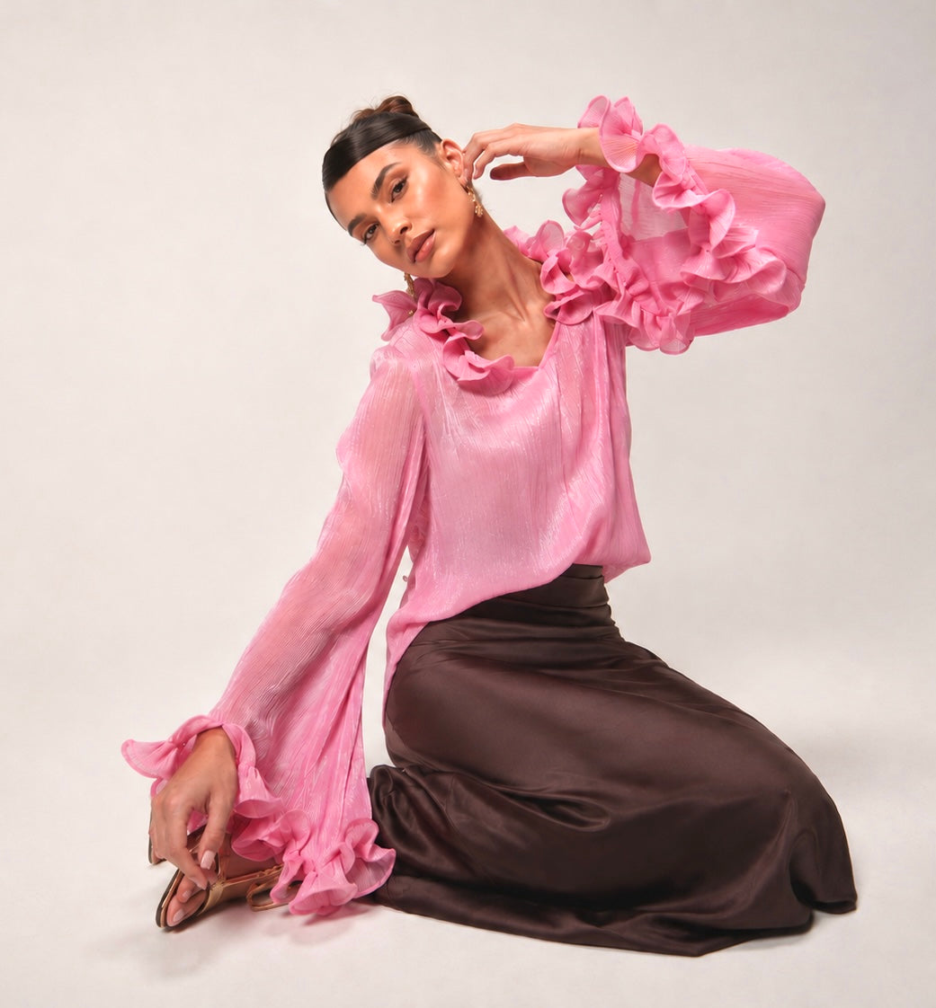 Organza Blouse with Ruffles