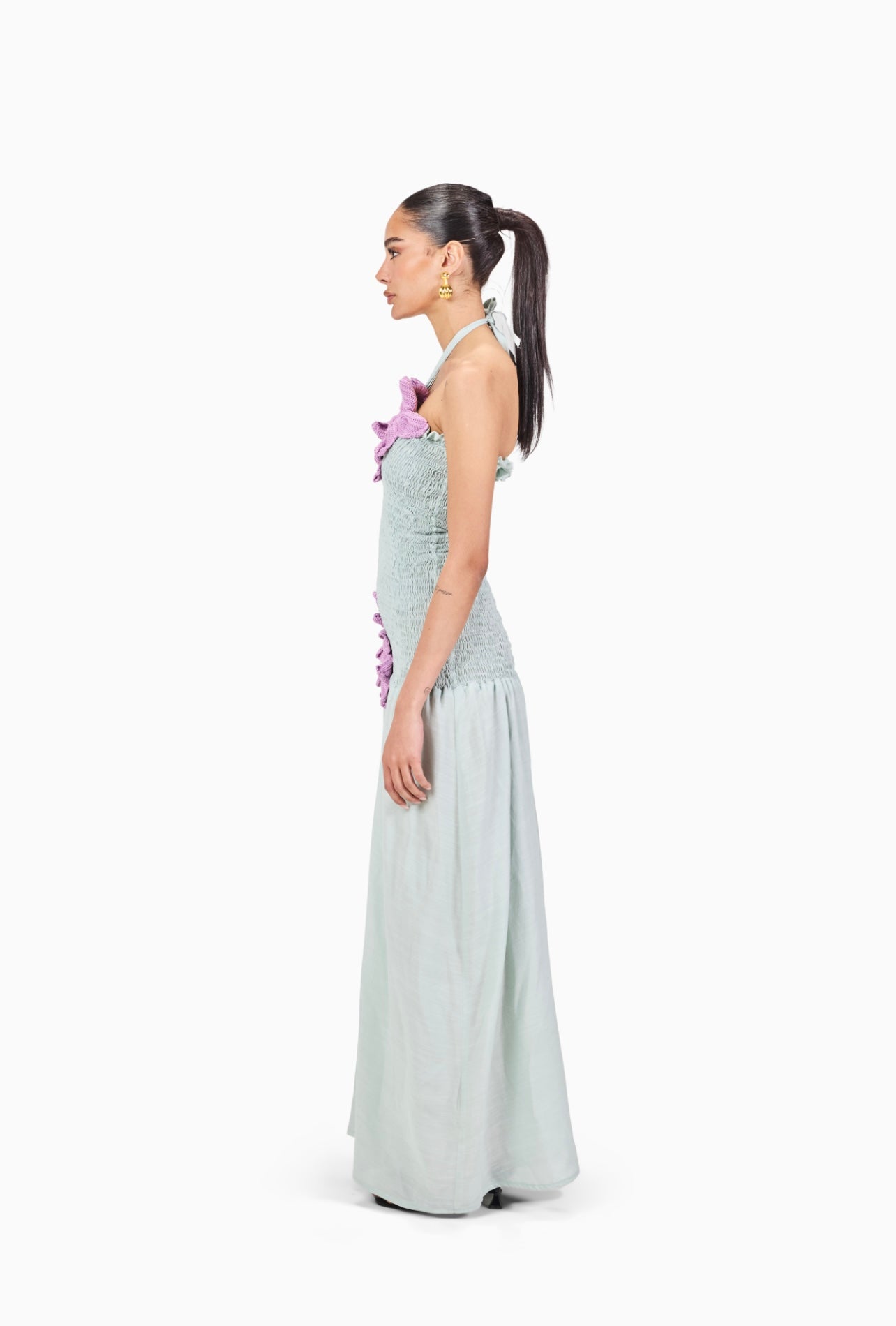 Crochet Bloom Smocked Maxi Dress
