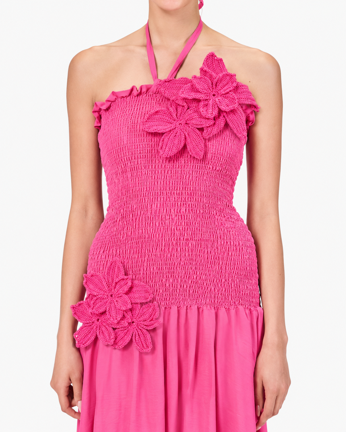 Crochet Bloom Smocked Maxi Dress