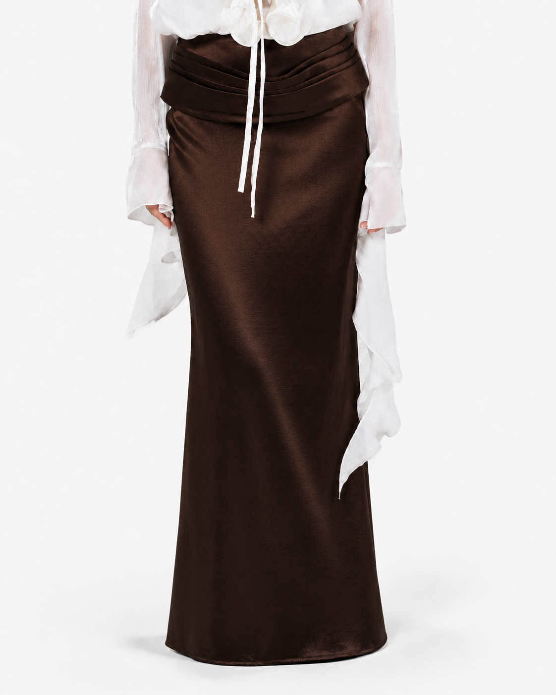 Sculptural Draped Maxi Skirt