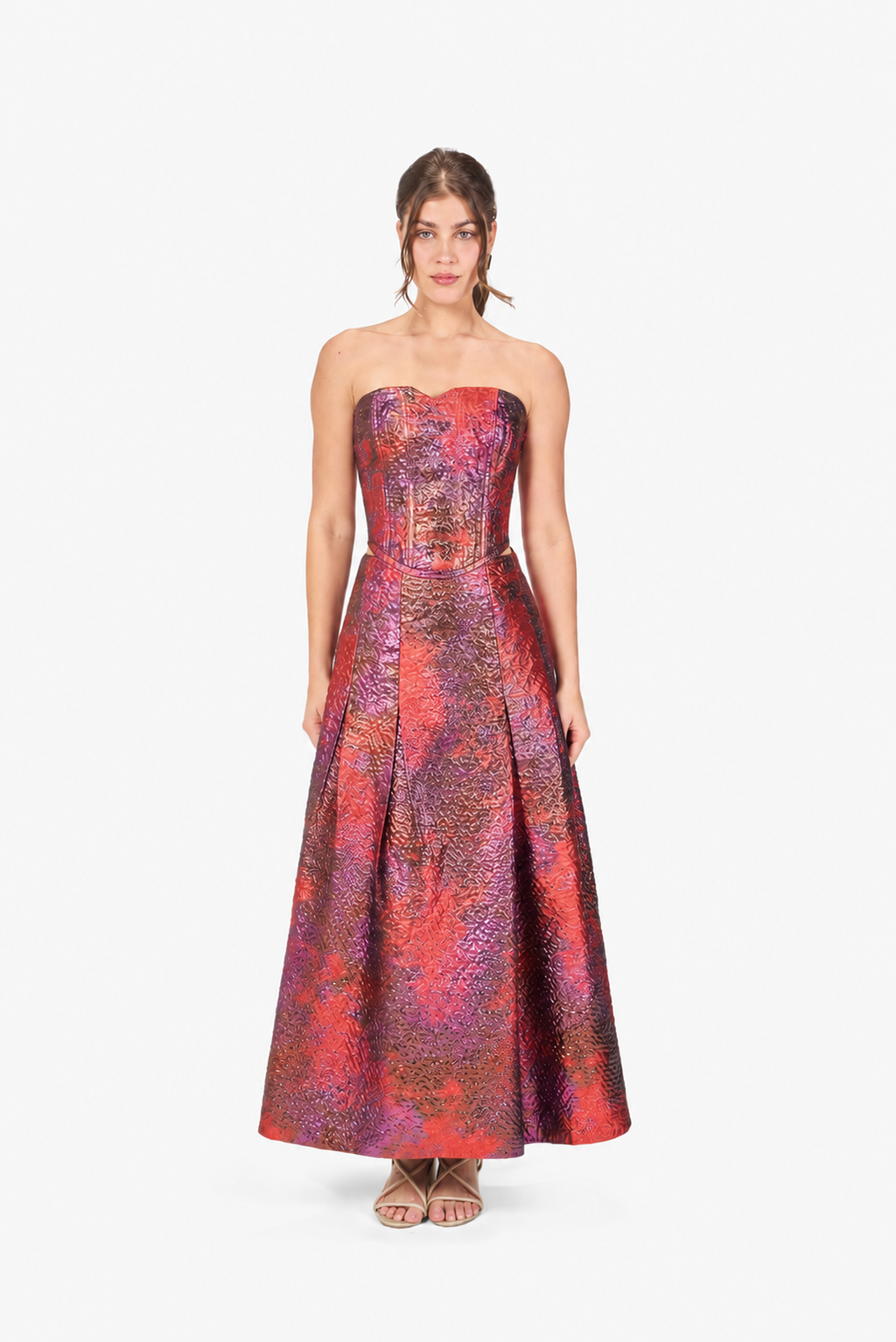 Metallic Brocade Maxi Skirt