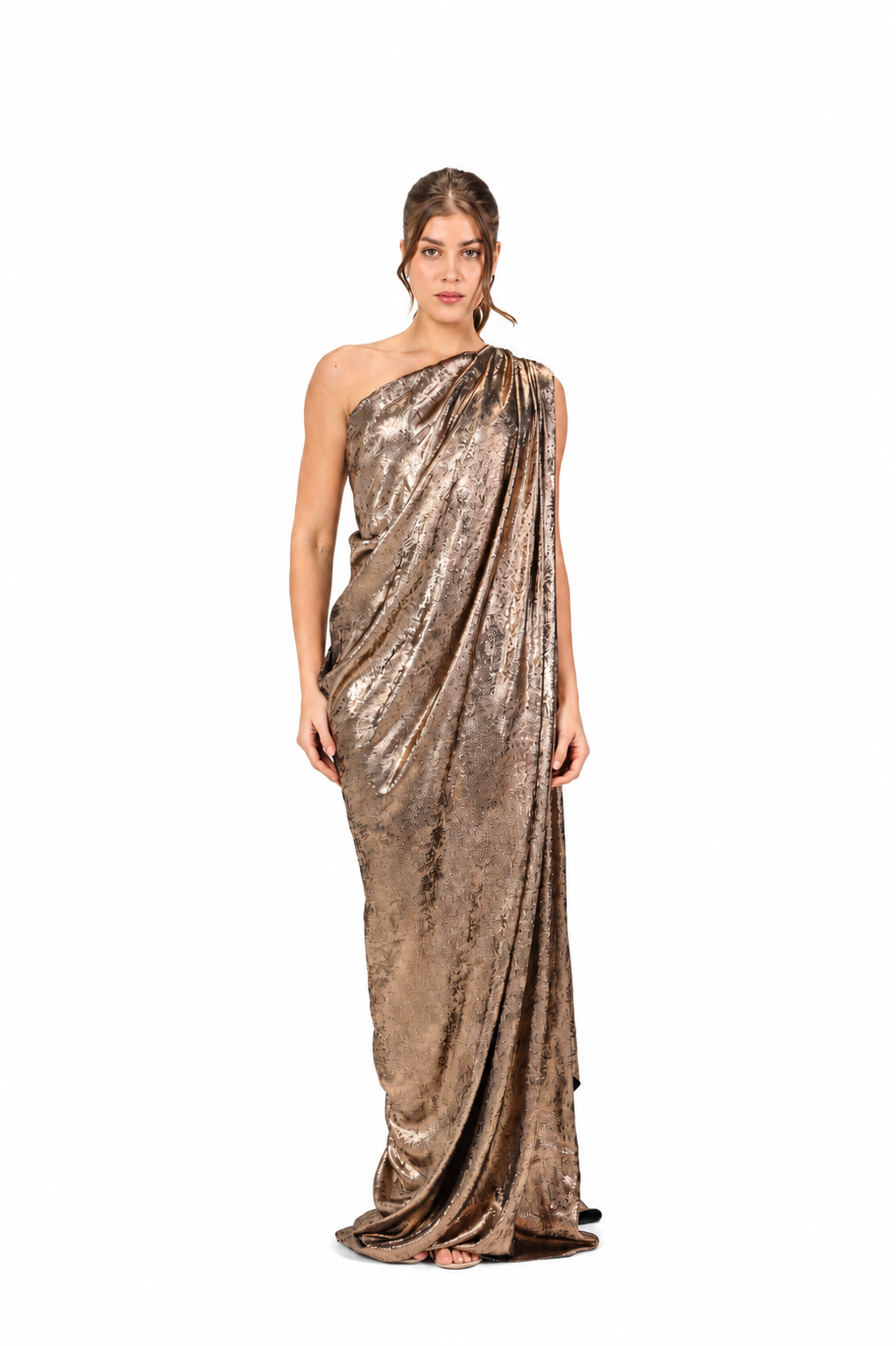 Limited Edition Draped Metallic Gown
