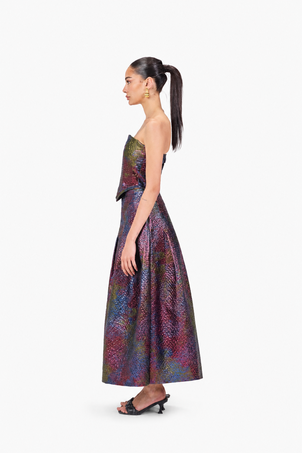 Metallic Brocade Maxi Skirt