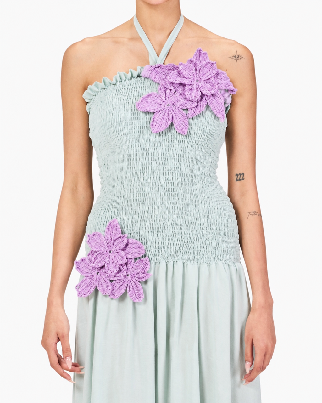 Crochet Bloom Smocked Maxi Dress