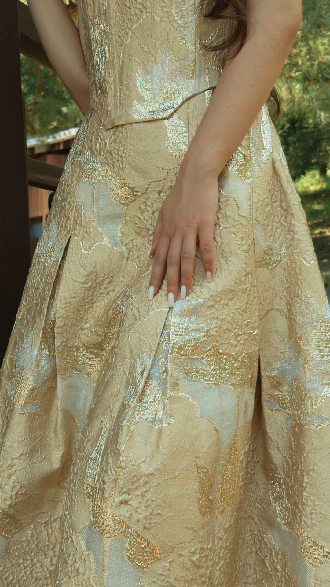 Metallic Brocade Maxi Skirt