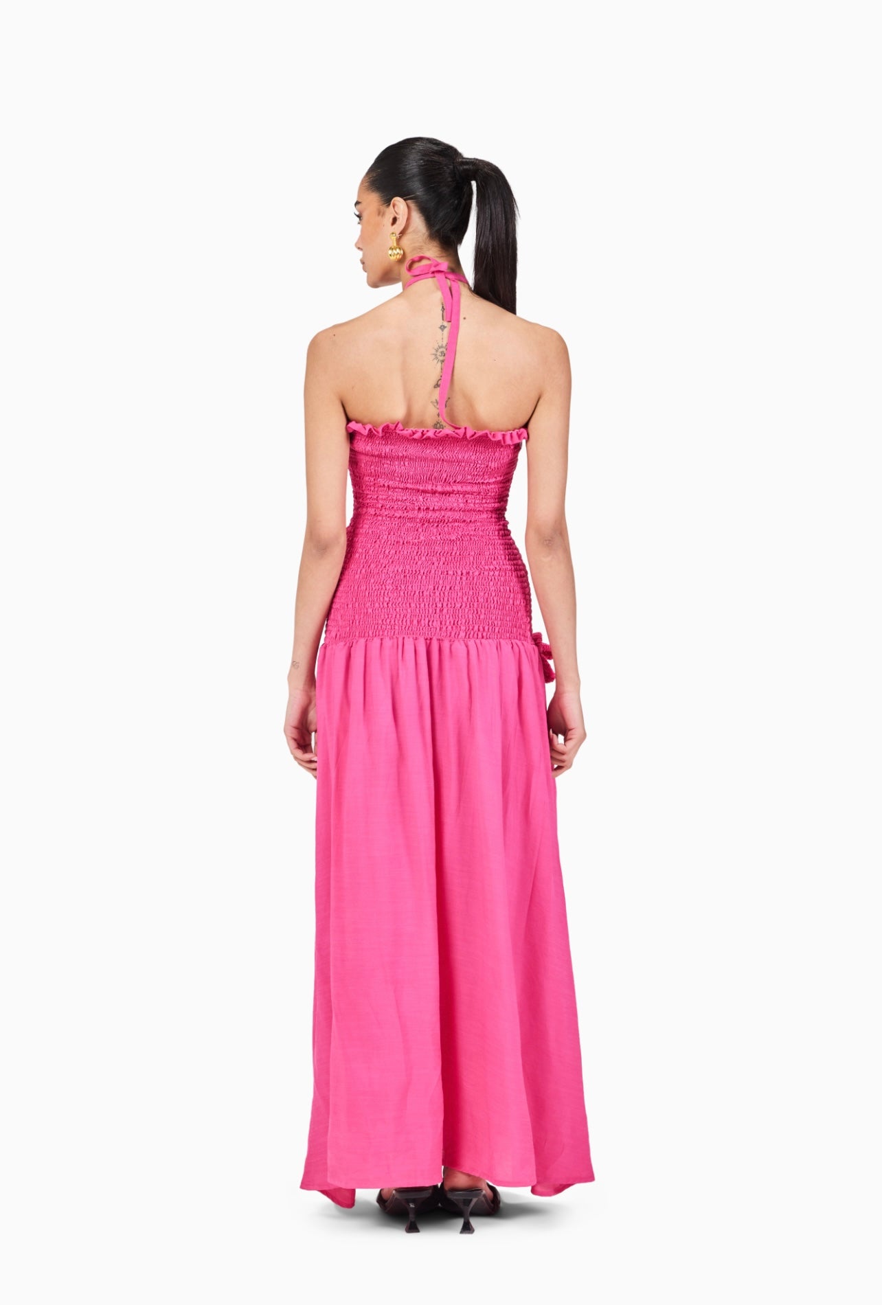 Crochet Bloom Smocked Maxi Dress