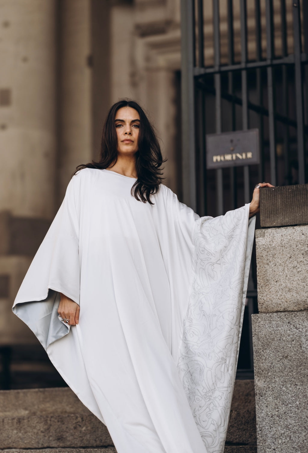 Kaftan with Embroidered Arabic Calligraphy