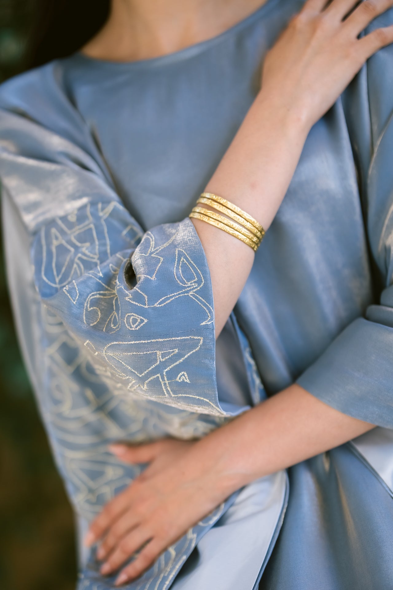 Kaftan with Embroidered Arabic Calligraphy
