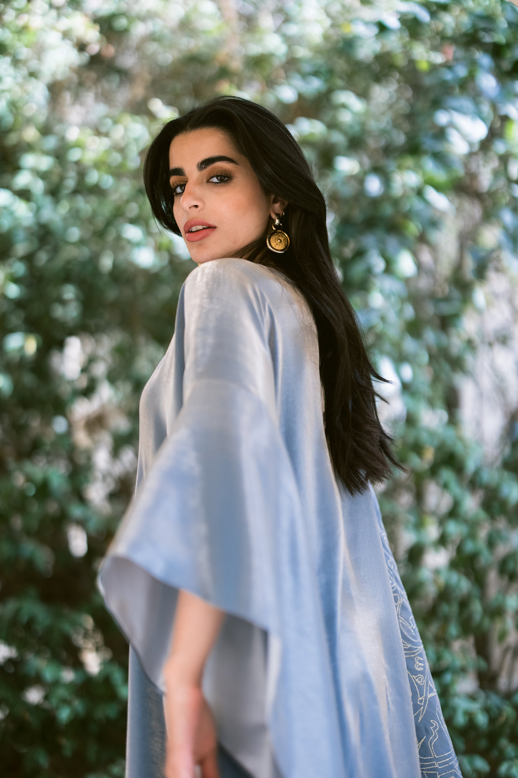 Kaftan with Embroidered Arabic Calligraphy