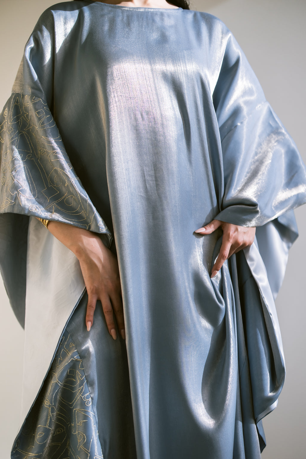Kaftan with Embroidered Arabic Calligraphy