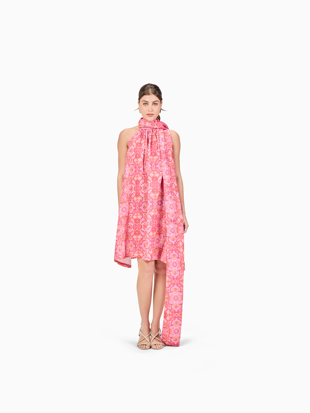Scarf-Detail Linen Dress