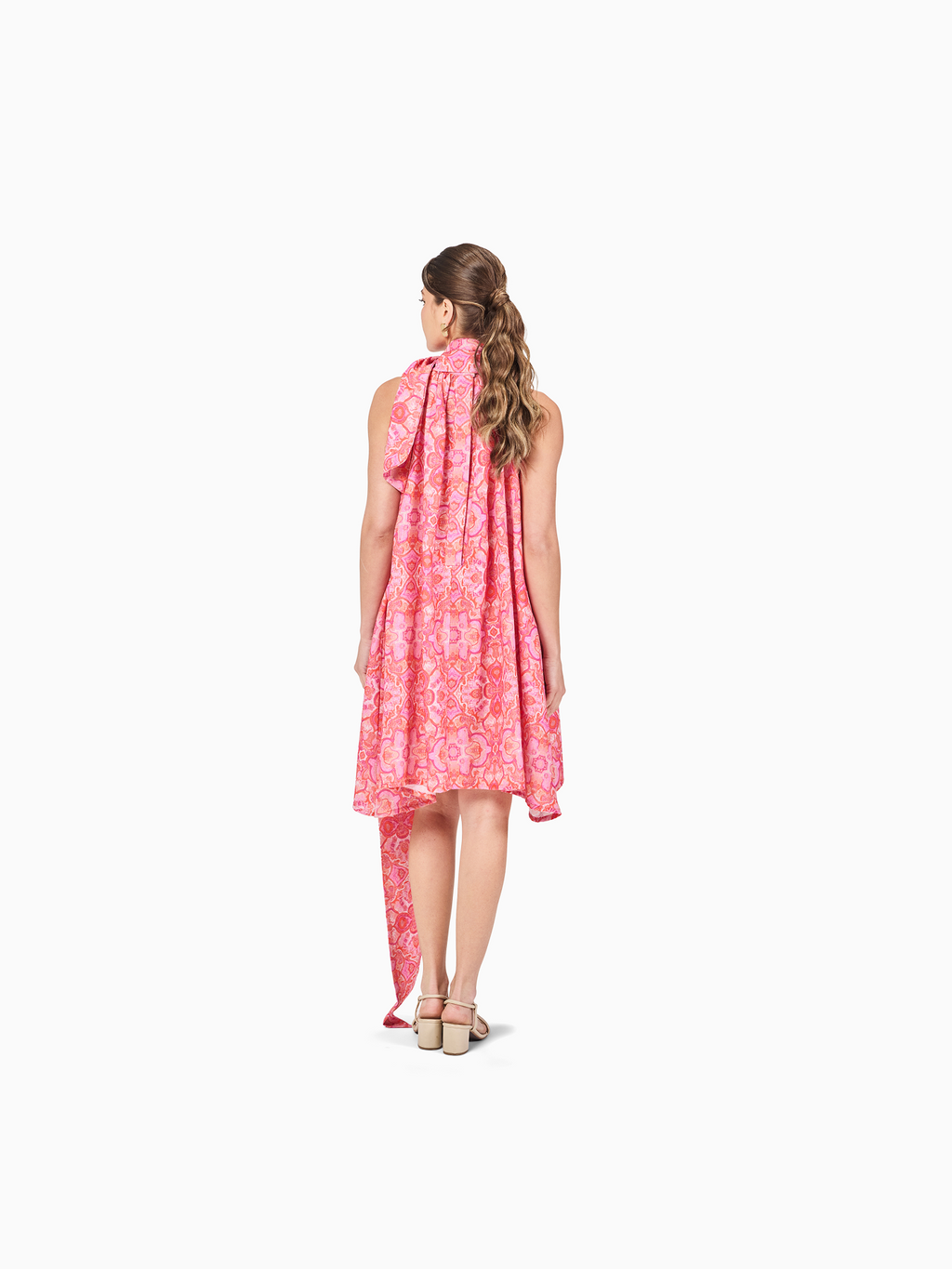 Scarf-Detail Linen Dress