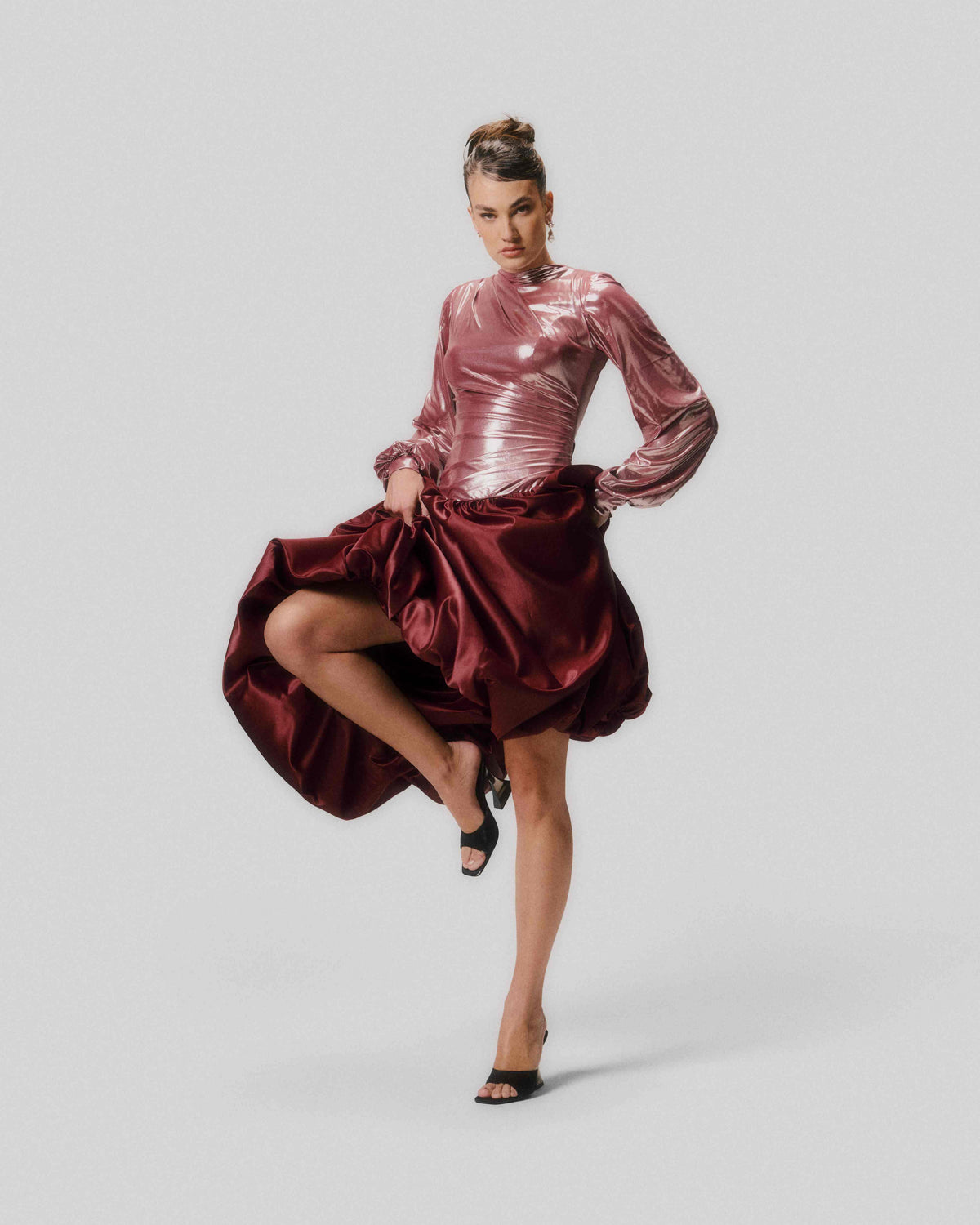Long Sleeve Maxi Drop Waist Dress