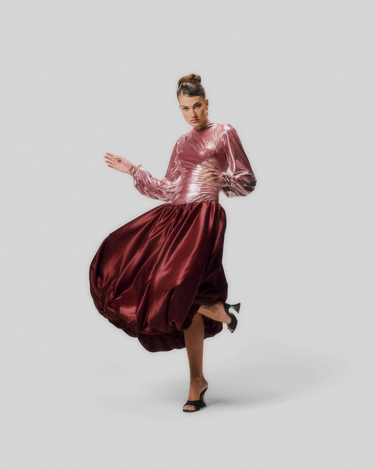 Long Sleeve Maxi Drop Waist Dress