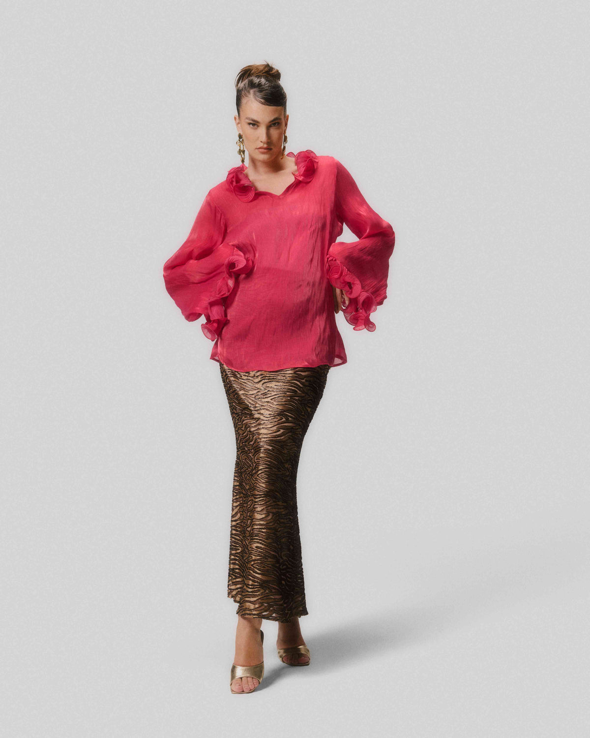 Organza Blouse with Ruffles