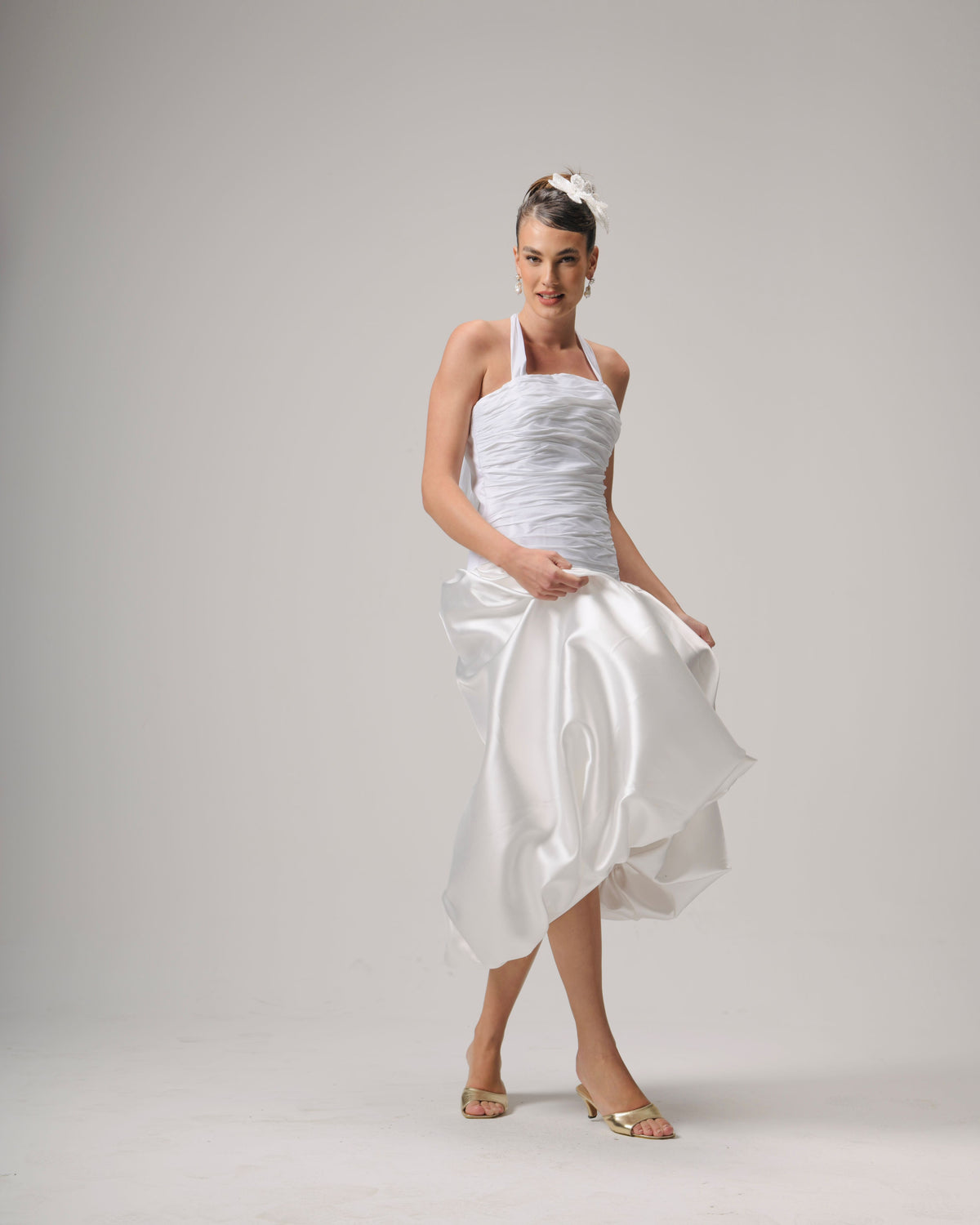 High-Low Taffeta Drop Waist Dress